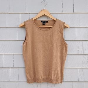 Silk Blend Basic Camel Tan Neutral Sleeveless Top